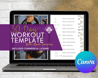 30 Day Workout Plan for Coaches Fitness Business Template Canva Template Workout Program for Weightloss Fitness Challenge Fitness Program