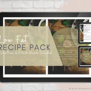 Digital Recipe Book, Low Fat Recipes, Healthy Recipes, Digital Recipe Pack image 1