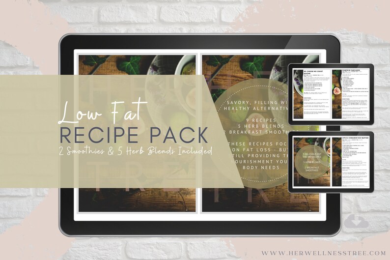 Digital Recipe Book, Low Fat Recipes, Healthy Recipes, Digital Recipe Pack image 1