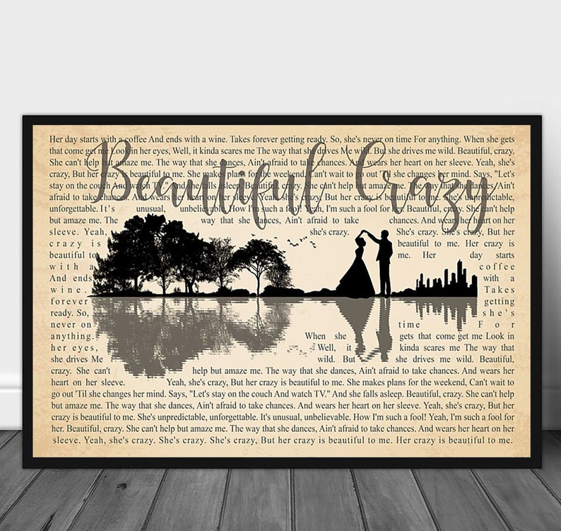 Luke Combs Beautiful Crazy You Lyrics Poster Unframe Paper