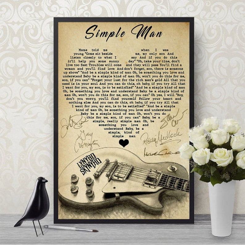 Lynyrd Skynyrd Simple Man Lyrics Poster Unframe Paper | Etsy