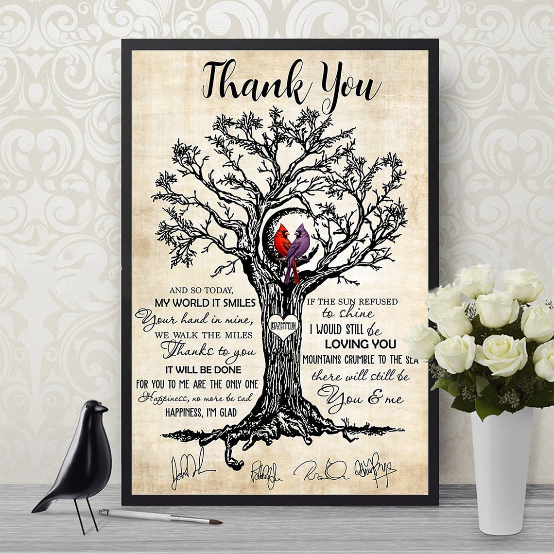 Thank You Led Zeppelin Lyrics Poster Unframe Paper Poster Etsy