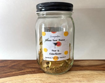 Pear Elderflower | Alcohol Infusion Kit | Mason Jar Cocktail | Dried Fruit | Cocktail Kit | Low Carb | Gift for Wife | Father’s Day Gift