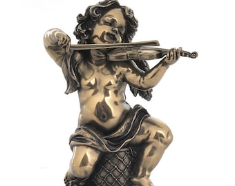 Cherub Playing Violin Veronese Bronze Statue