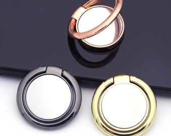 Collapsible Round Mirror Finger Ring Holder, 360 Rotating Finger Ring Bracket Available in Glossy Texture