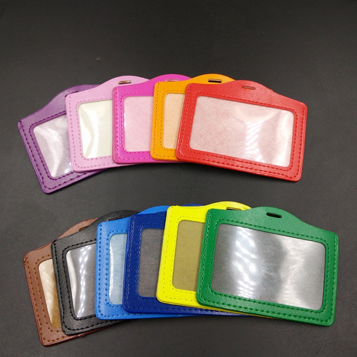 PU Leather ID Card Holder and Protector With Retractable Badge Etsy