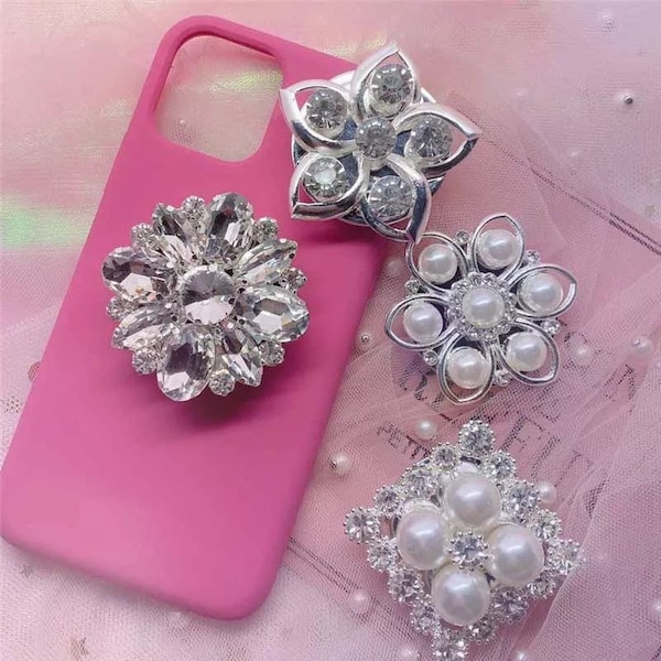 Luxurious Classy Elegant Diamond & Pearl Phone Holder | Sparkling Mobile Accessories  | Available in 4 Elegant Designs