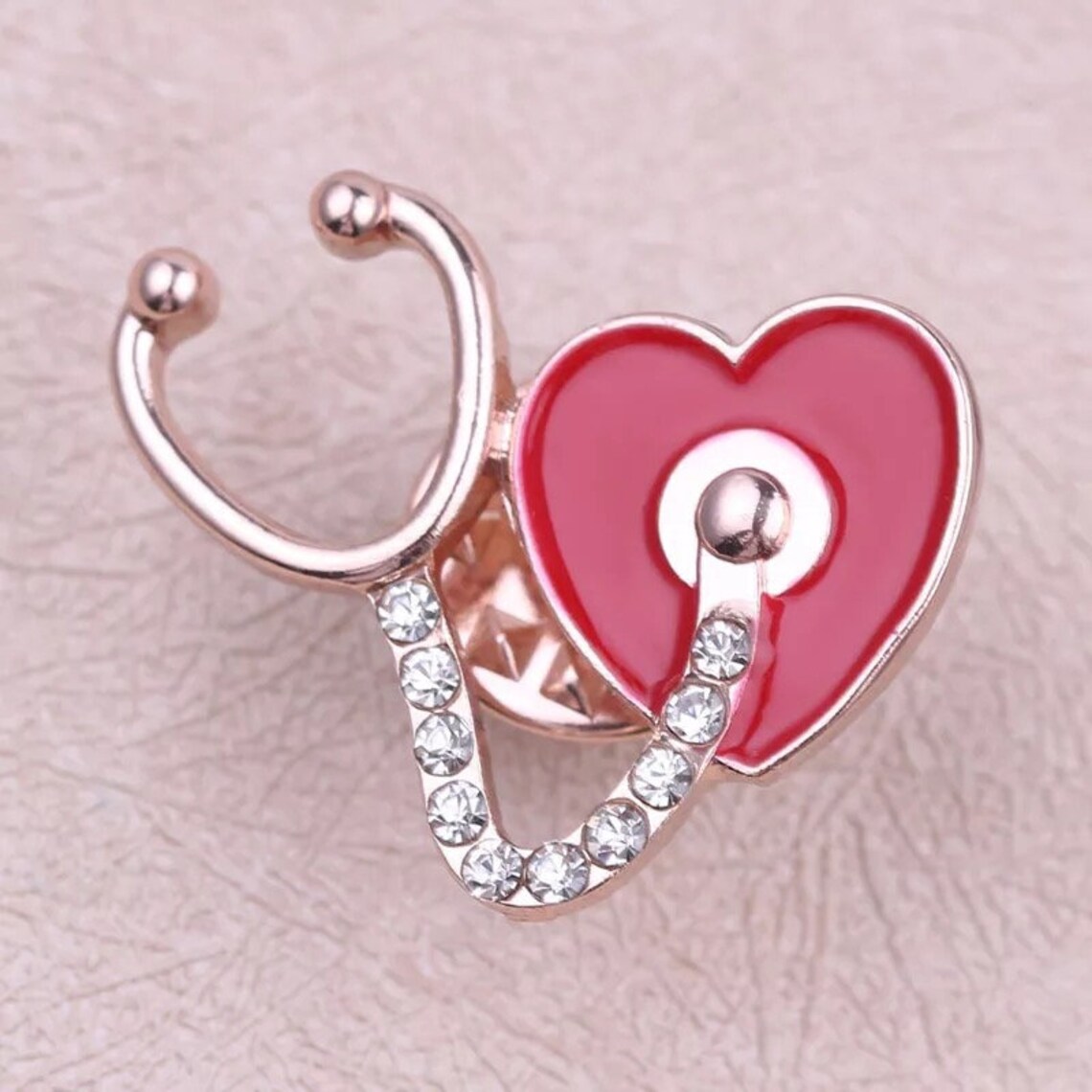 Red Heart Shaped Stethoscope Brooch Stethoscope Heart Charm Etsy