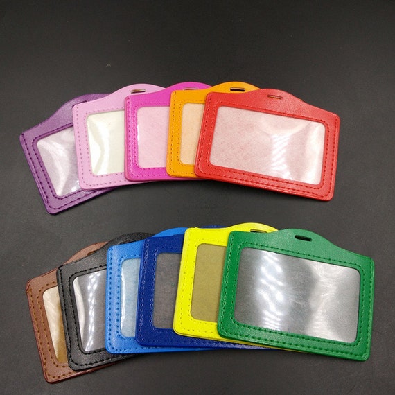 Buy PU Leather ID Card Holder and Protector With Retractable Badge
