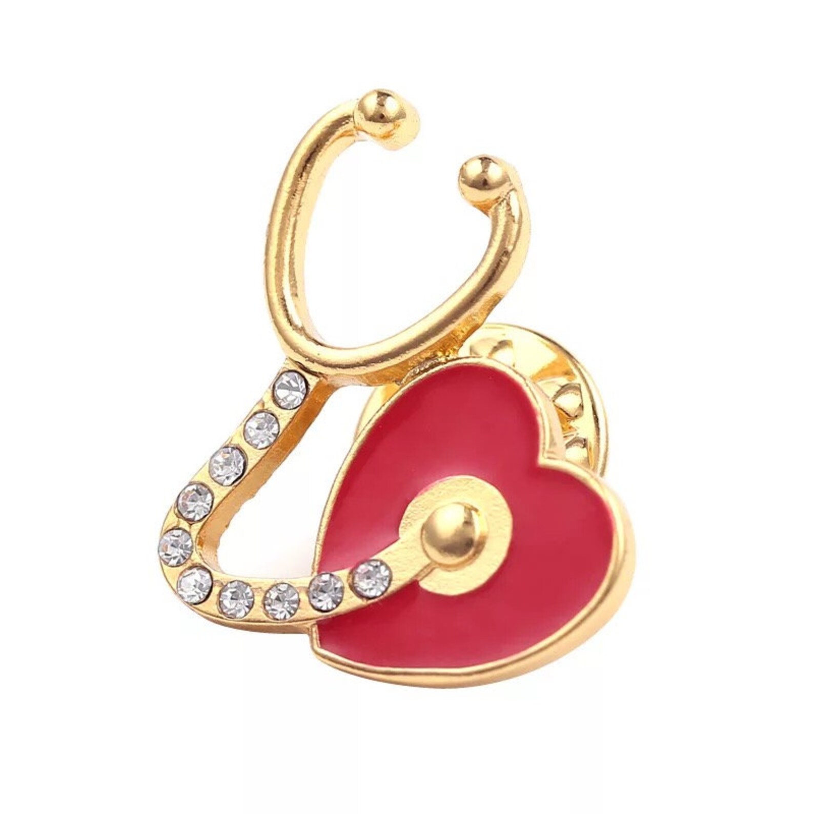 Red Heart Shaped Stethoscope Brooch Stethoscope Heart Charm Etsy