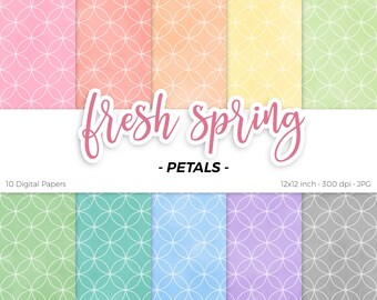 Fresh Spring Petals Digital Paper Pack Pastel Seamless Repeat Pattern Geometric Printable Scrapbook Paper Background Download