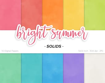 Bright Summer Solid Texture Digital Paper Pack Rainbow Seamless Repeat Pattern Geometric Printable Scrapbook Paper Background Download