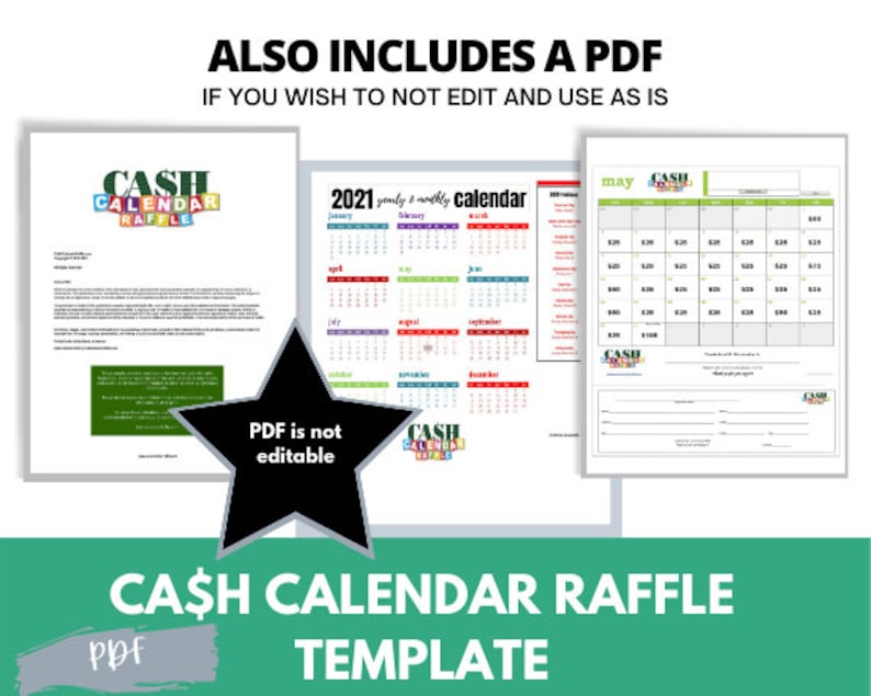 Cash Calendar Raffle Template 2021 Editable CANVA Template Etsy