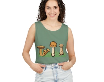 Niedliche Natur Boho Pilz Illustration Tank Top | Comfort Colors 9360 Vintage Fungi Hemd | Cottagecore Oberteil