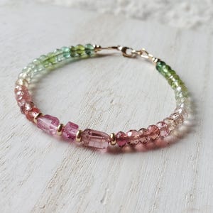 Tourmaline Bracelet, Pink Tourmaline Braclet In 14K Gold