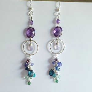 Spinel Amethyst Gemstone Sterling Silver Earrings Ooak
