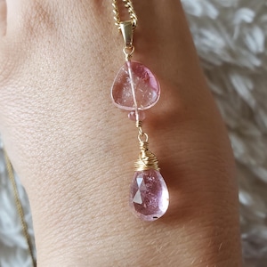 Wassermelonen-Turmalin Anhänger, Pink Turmalin Halskette In 14K Gold