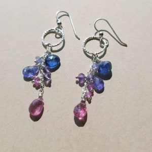 Kyanit Tansanit Saphir Edelstein Ohrringe Sterling Silber Ohrringe Unikat Schmuck