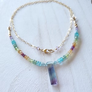 Rainbow Gemstone Necklace, 14k Gold Fill Gemstone Necklace