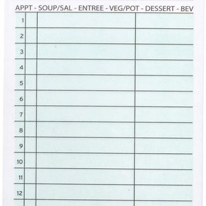 Green 2 Part Guest Checks