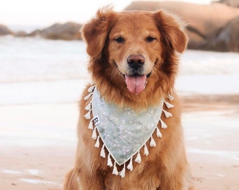 Boho Dog Bandana, Sage Green Dog bandana, Girl Dog bandana, Dog Accessories Girl, Spring Dog bandana, Floral Dog bandana, cute dog bandana