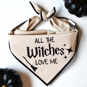 All The Witches Love Me Dog Bandana, Funny Halloween Pet Bandana, First Halloween Dog Bandana, Witchy Pet Bandana, Large boy dog bandana