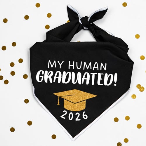 Bandana pour chien de remise des diplômes 2026 mon chien humain diplômé écharpe cadeau de remise des diplômes pour chien tenue de fête de remise des diplômes animal de compagnie accessoire pour diplômés