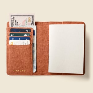 Funda para pasaporte y billetera de cuero RFID de color marrón. Billetera marrón para pasaporte y tarjetas, billetera de viaje para mamás, mujeres, billetera para pasaporte para hombres.