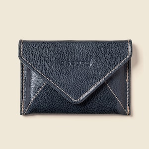 Cartera RFID de mujer. Sobre de piel verde oscuro y azul intenso para tarjetas y dinero en efectivo, fino. Lindo amarillo para niña y mamá. Pequeño bloqueo RFID