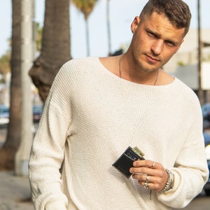 Cartera minimalista negra para hombre. Cartera de cuero negro para mujer. Cartera compacta para salir. Cartera delgada de cuero. Monedero sostenible
