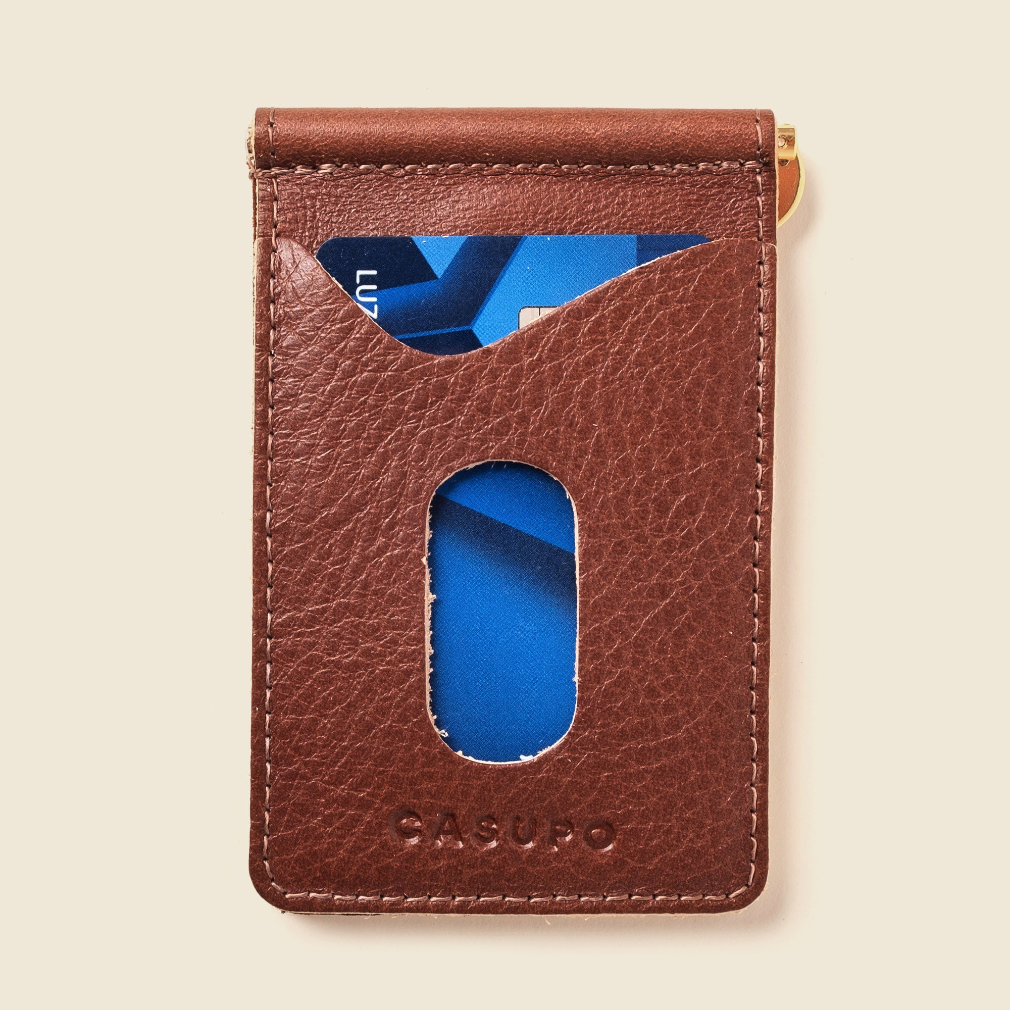 Men's Money Clip Wallet. Thin Black Leather Wallet With