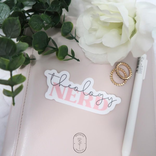 Theology Nerd Die-Cut Sticker | Bible Journaling, Laptop Decal (3.9 x 1.6")
