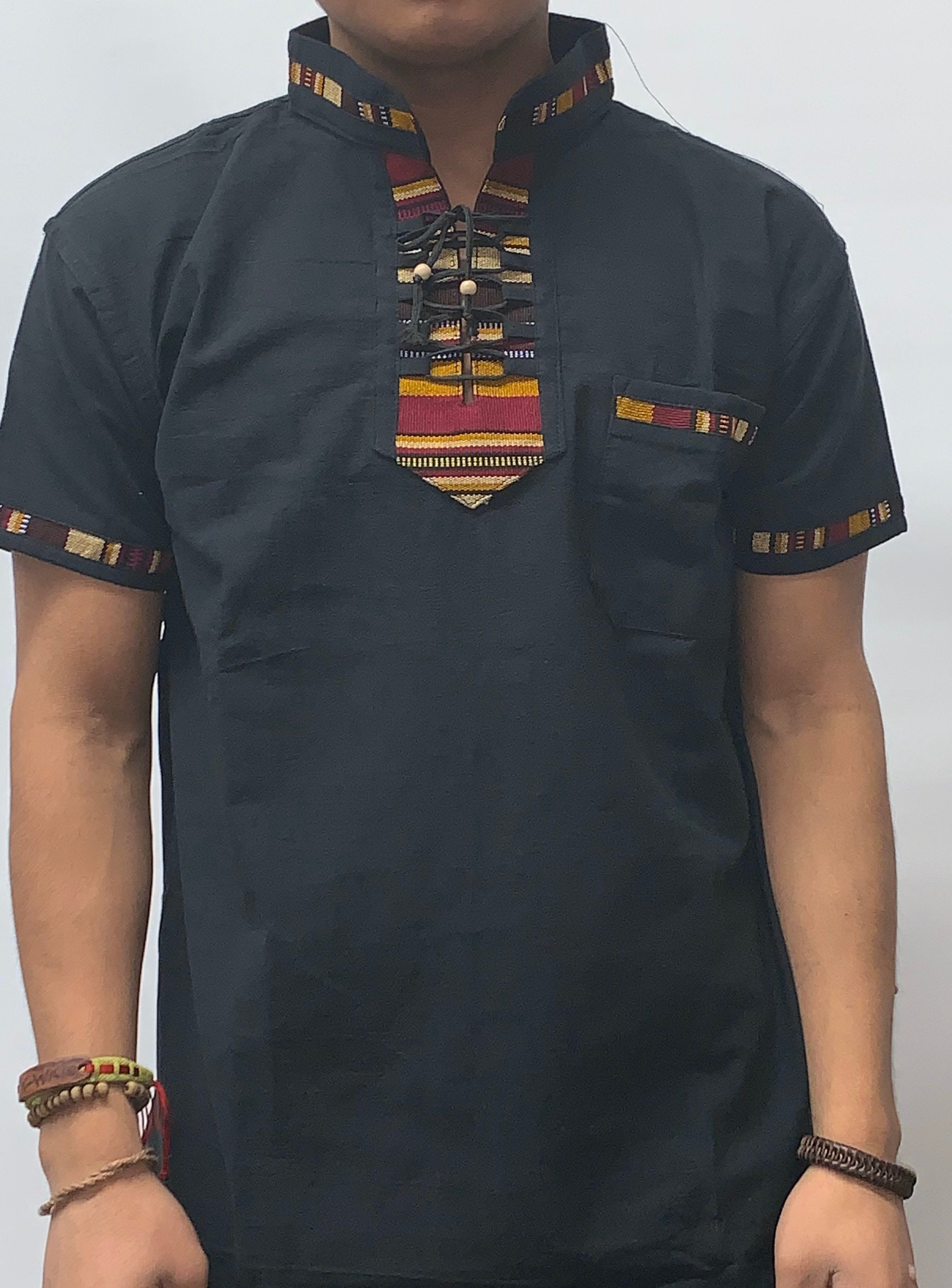 Camisa Tipica Guatemalteca color negro | Etsy
