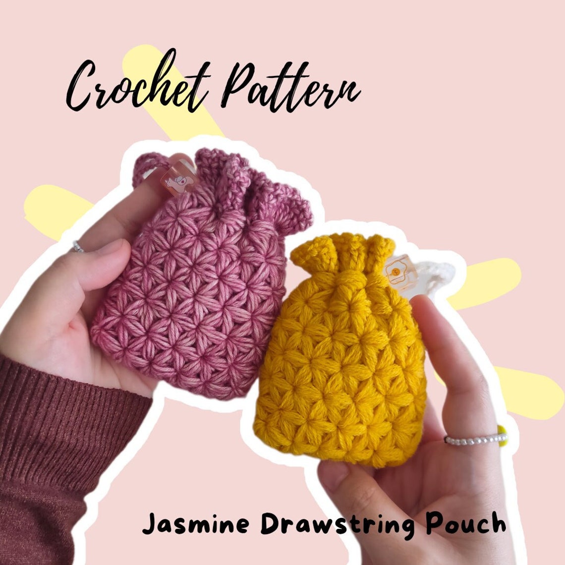Jasmine Drawstring Pouch Crochet Pattern – Earpod, Coin Purse (PDF) - Etsy