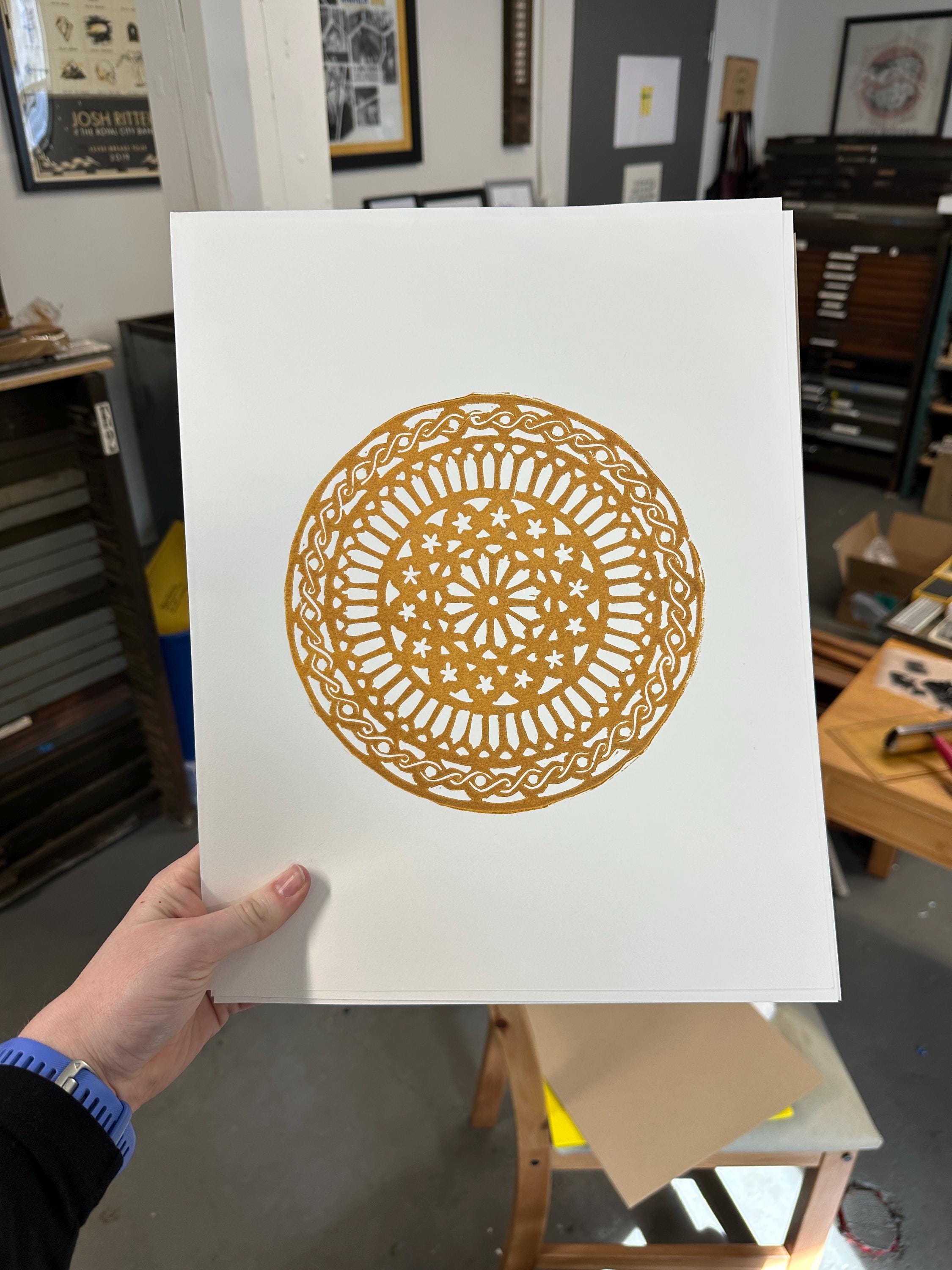 Basilica of St. Francis of Assisi Window Linocut Print