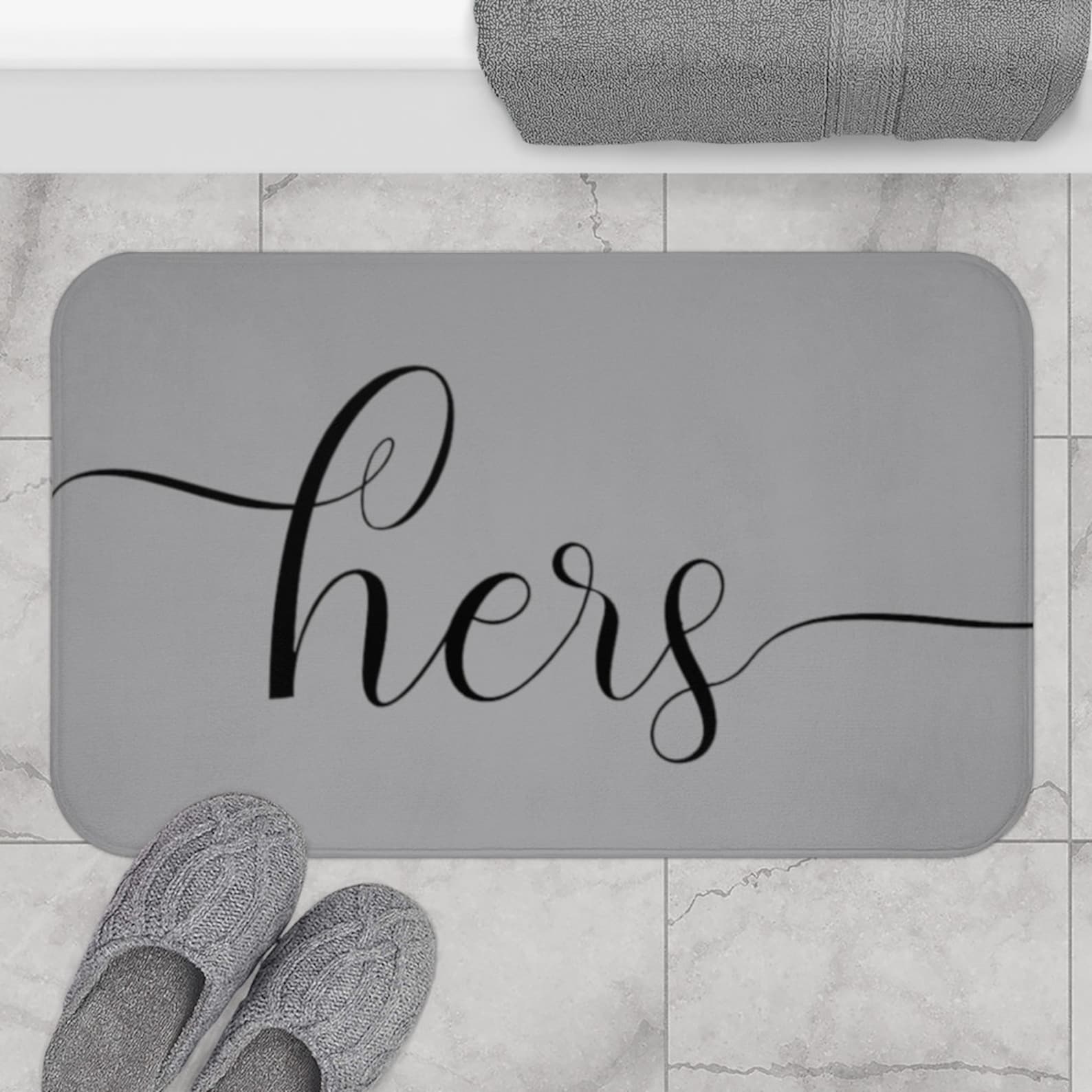 His and Hers Matching Bath Mats Gray Matching Bath Mats for Etsy