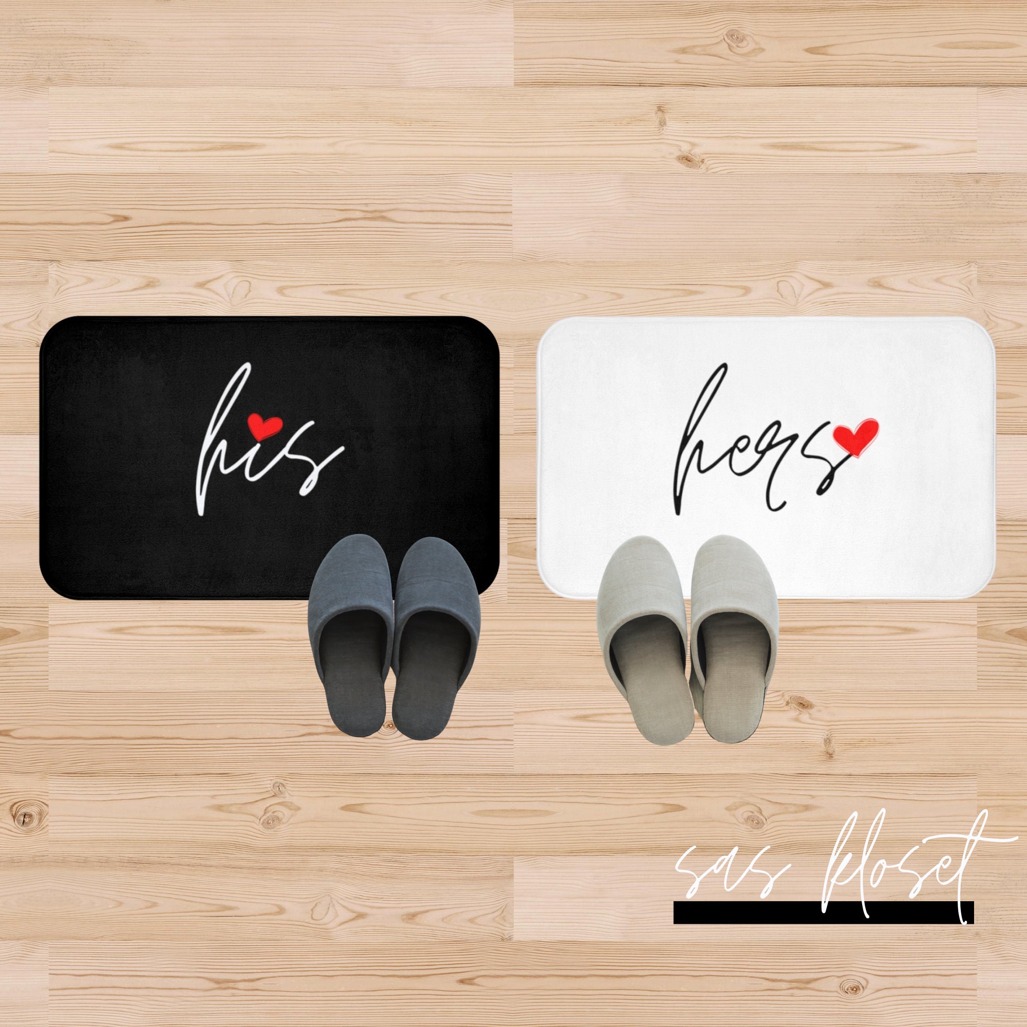 His Hers Bath Mat Matching Bath Mat Wedding Gift Couple Etsy