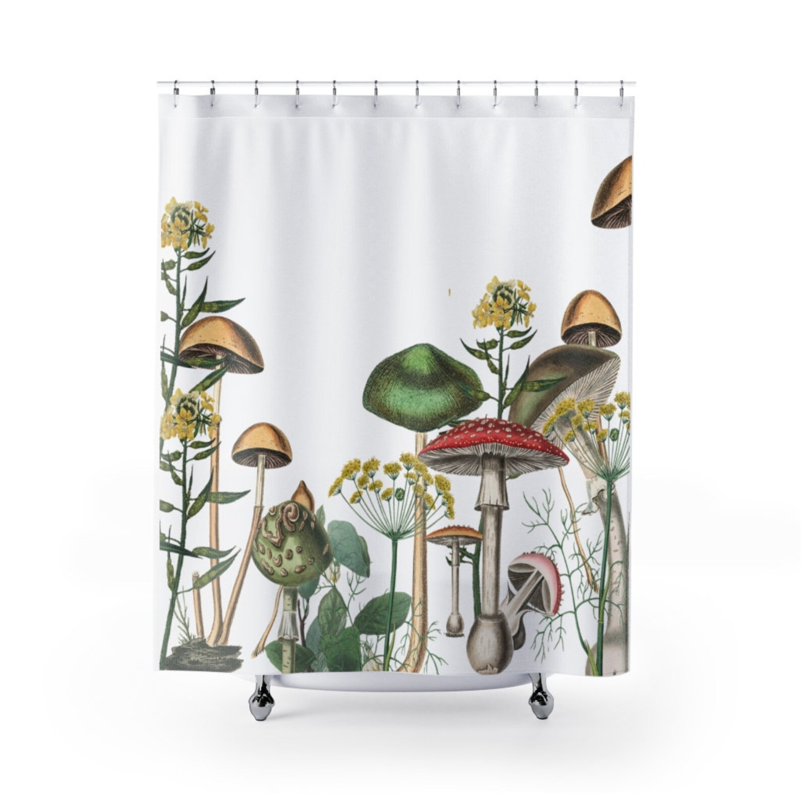 Mushroom Shower Curtain Pretty Mushroom Shower Curtain Etsy