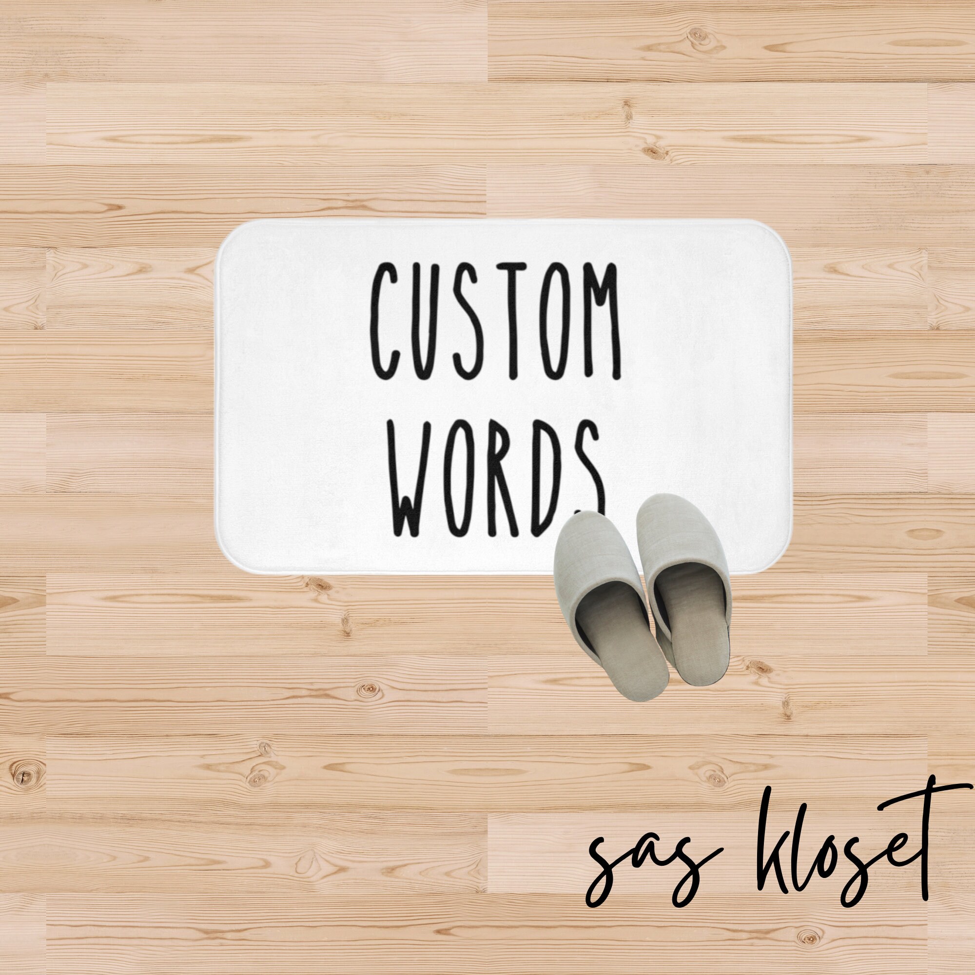 Custom Words Bath Mat White Bath Mat Bathroom Decor Etsy UK