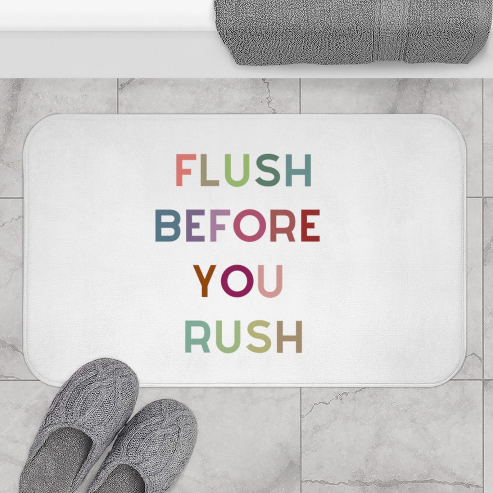 Flush Before You Rush Bath Mat Etsy