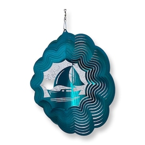 Sailboat wind spinner, sailing wind spinner, gift for sailor, coastal themed decor, lake decor, cabin decor