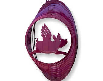 When Pigs Fly Metal Wind Spinner, flying pigs, garden decor, pig decorations, swine decor, garden decorations