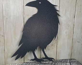 Black Crow Metal Art, Black Raven Wall accent, Halloween decorations, Crow Era art, goth decor, Halloween decor indoor