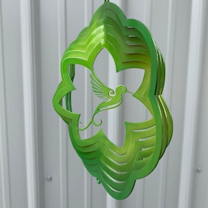 Hummingbird metal art wind spinner, metal windspinner yard art garden ornament