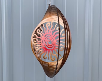 Metal sun art wind spinner, wind spinner sun, garden decor, metal sun decor, multicolored sun, metal art, yard decor garden decor