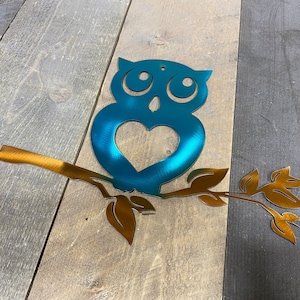 Cute owl decor, owl themed decor, child’s room decor, rustic metal wall hanging, owl wall accent, woodland theme