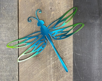 Metal dragonfly wall art, dragonfly garden art, small dragonfly wall accent