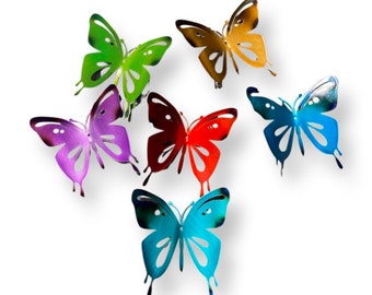 Metal butterfly Set of 6, Monarch butterfly, wall hanging, outdoor garden decor, yard art, gardener gift