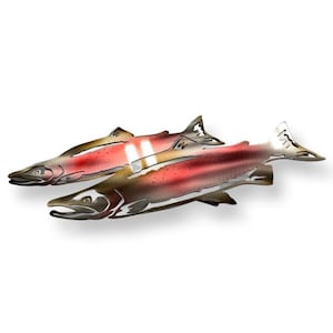 Salmon Metal Art, king salmon decor, chinook salmon decor, gift for fisherman, salmon fishing