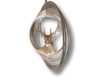 White tail deer wind spinner, garden decor, wildlife decoration, whitetail deer metal art, garden decorations, wind sculpture